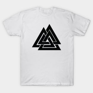 Black Viking Valknut Norse Minimalist design T-Shirt